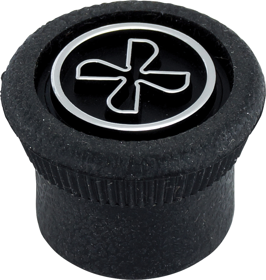 KNOB, FAN, BLACK RUBBER FAN SYMBOL