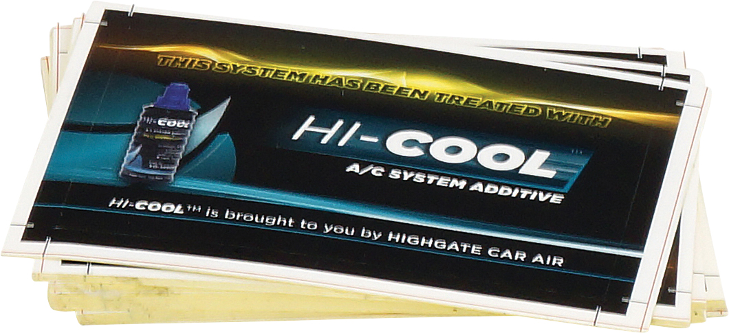 LABEL, HICOOL SYSTEM ADDITIVE, UNDER-BONNET DETAIL, PACK OF 20