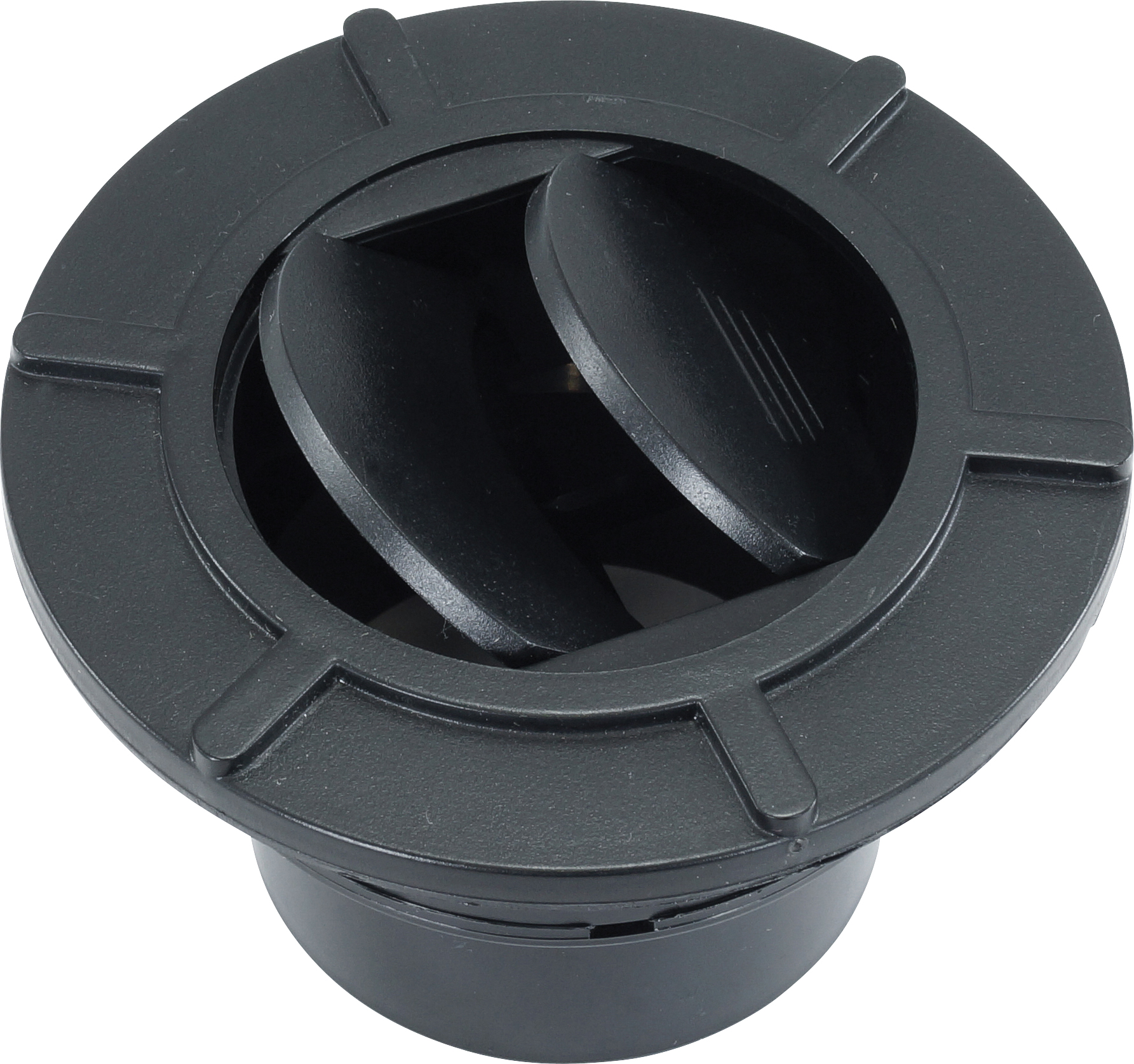 LOUVRE, ROUND, 100MM OD, BLACK, TAKES 2.5 INCH DUCT