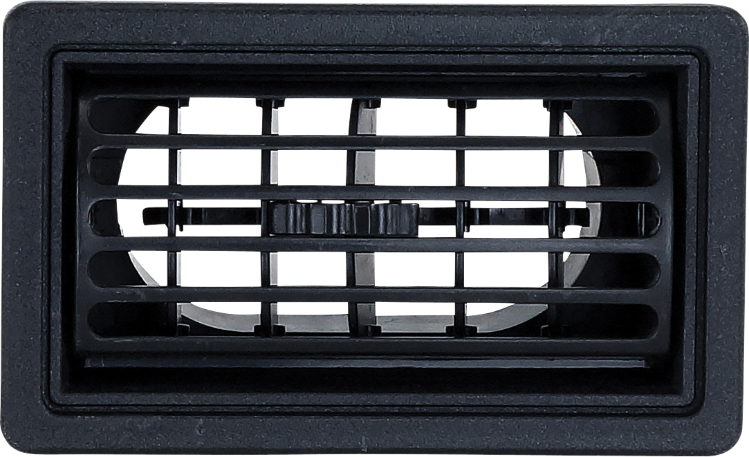 LOUVRE, RECTANGULAR, 113 X 65MM, BLACK, TAKES 2.25 INCH DUCT