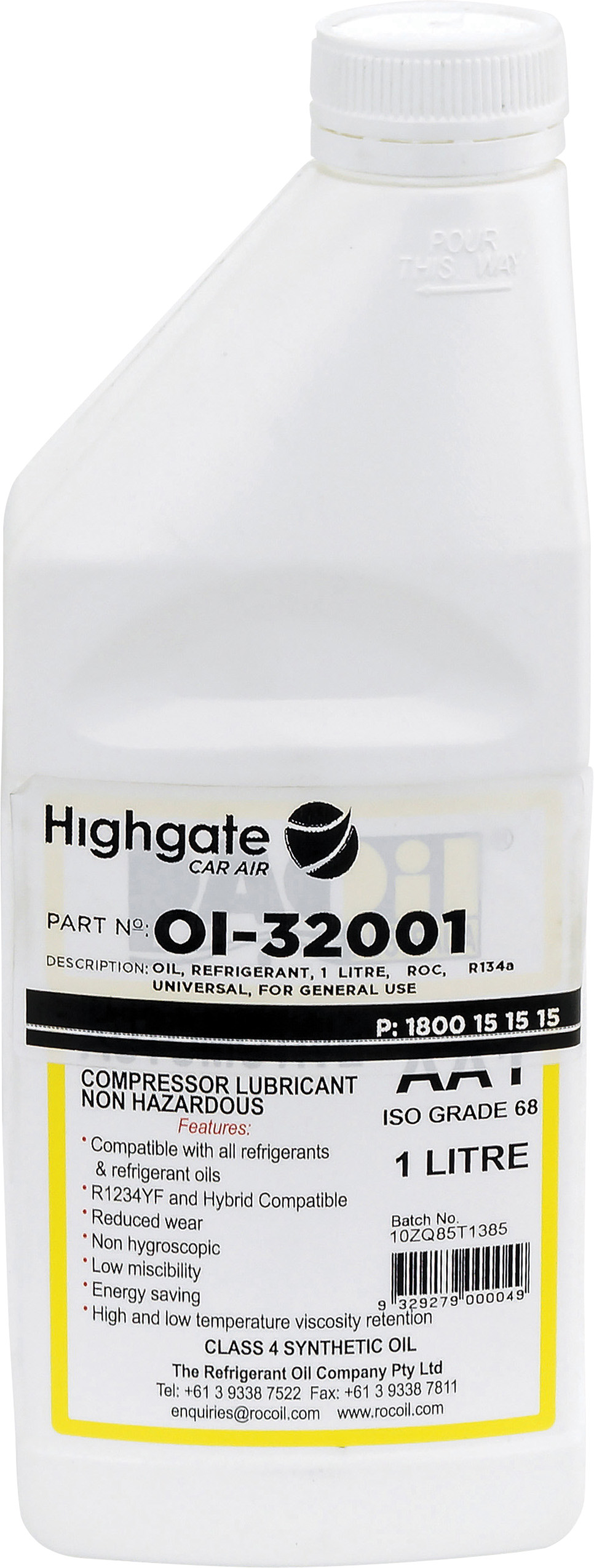 OIL, ROC, 1L, R134A, R1234YF, HYBRID, UNIVERSAL, SUITS ALL SYSTEMS