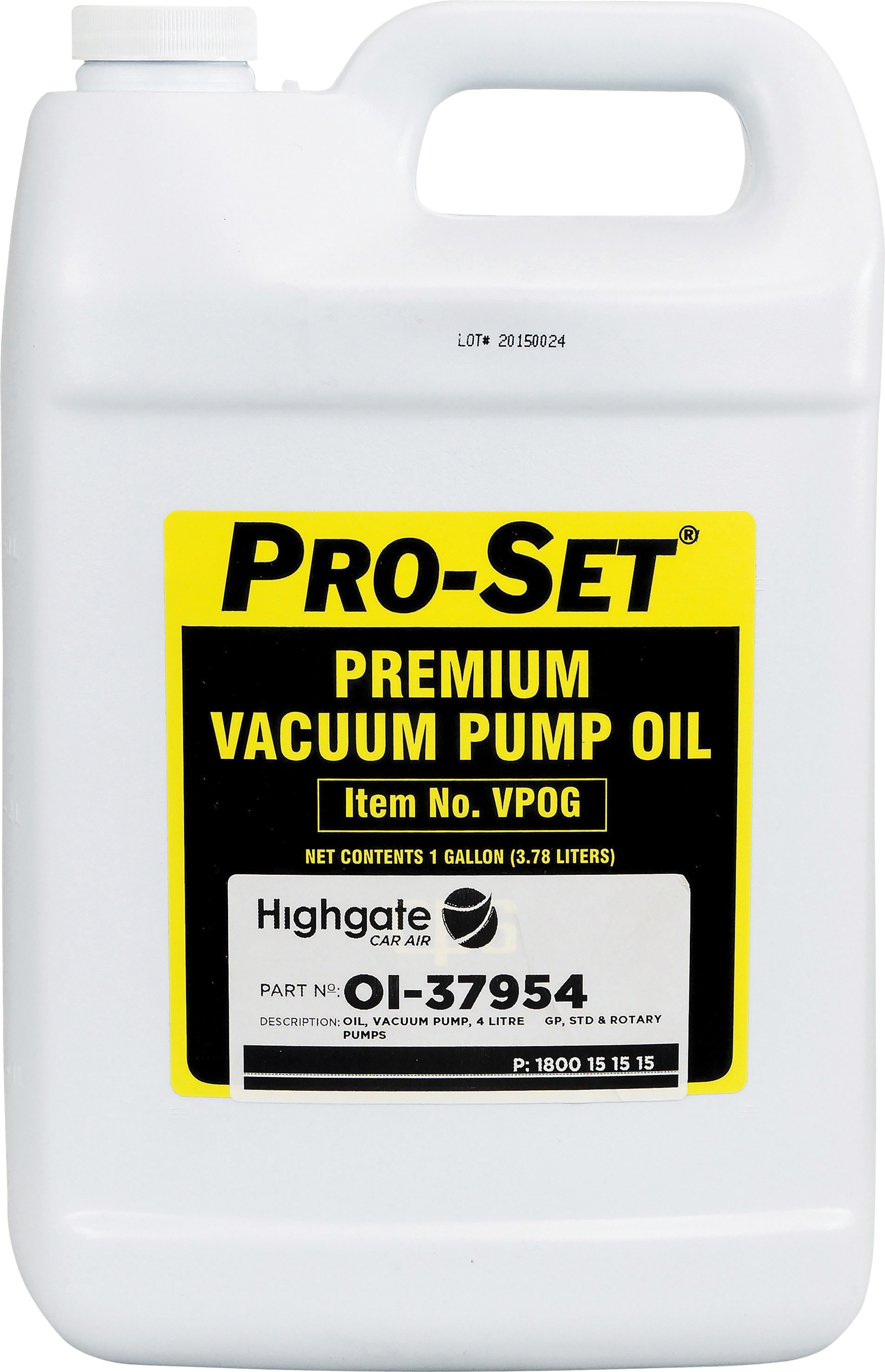 OIL, VACUUM PUMP, 3.78L (1 GALLON), STANDARD
