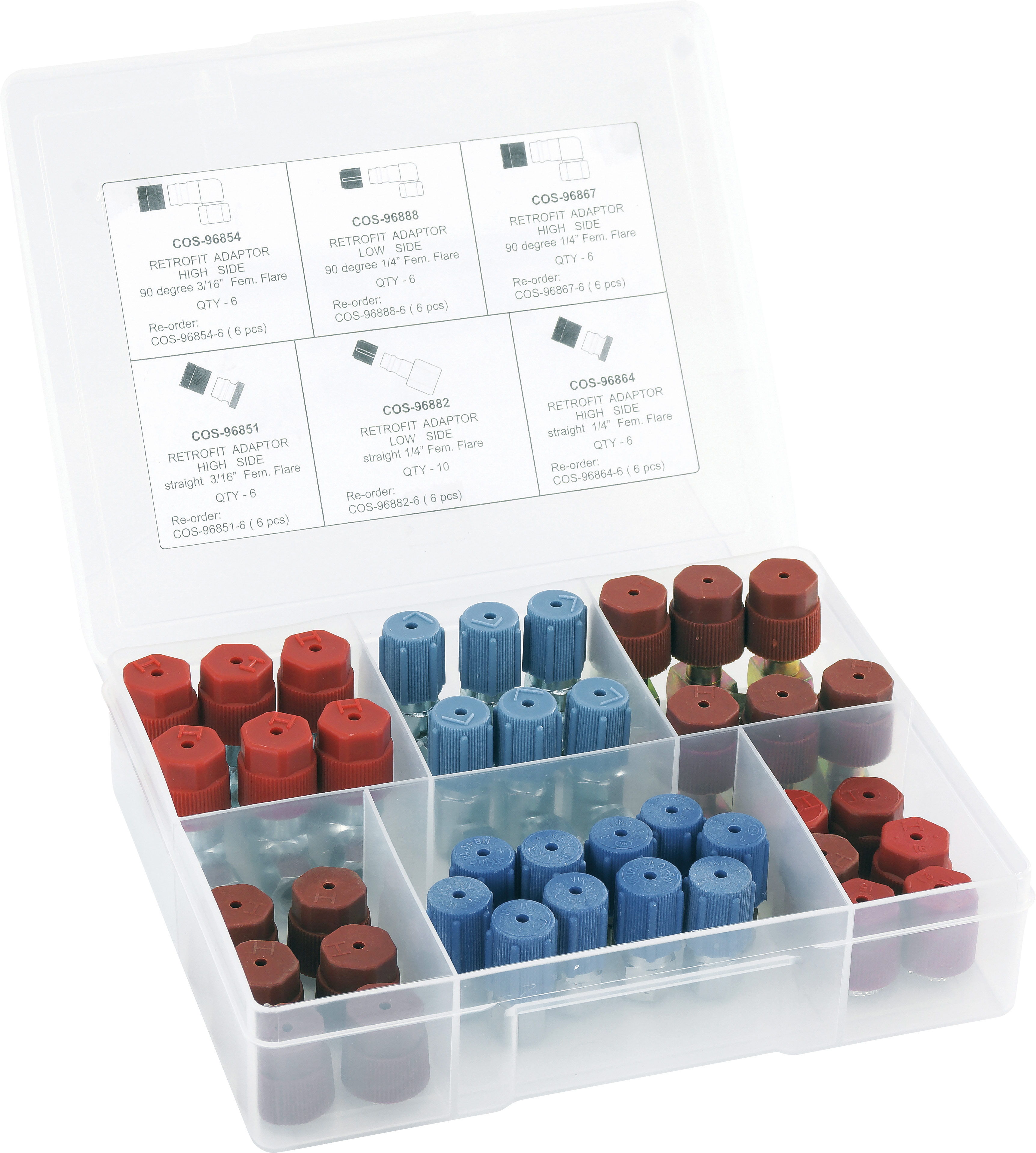 SERVICE KIT, RETROFIT ADAPTOR ASSORTMENT, R134A, BASIC FITTINGS