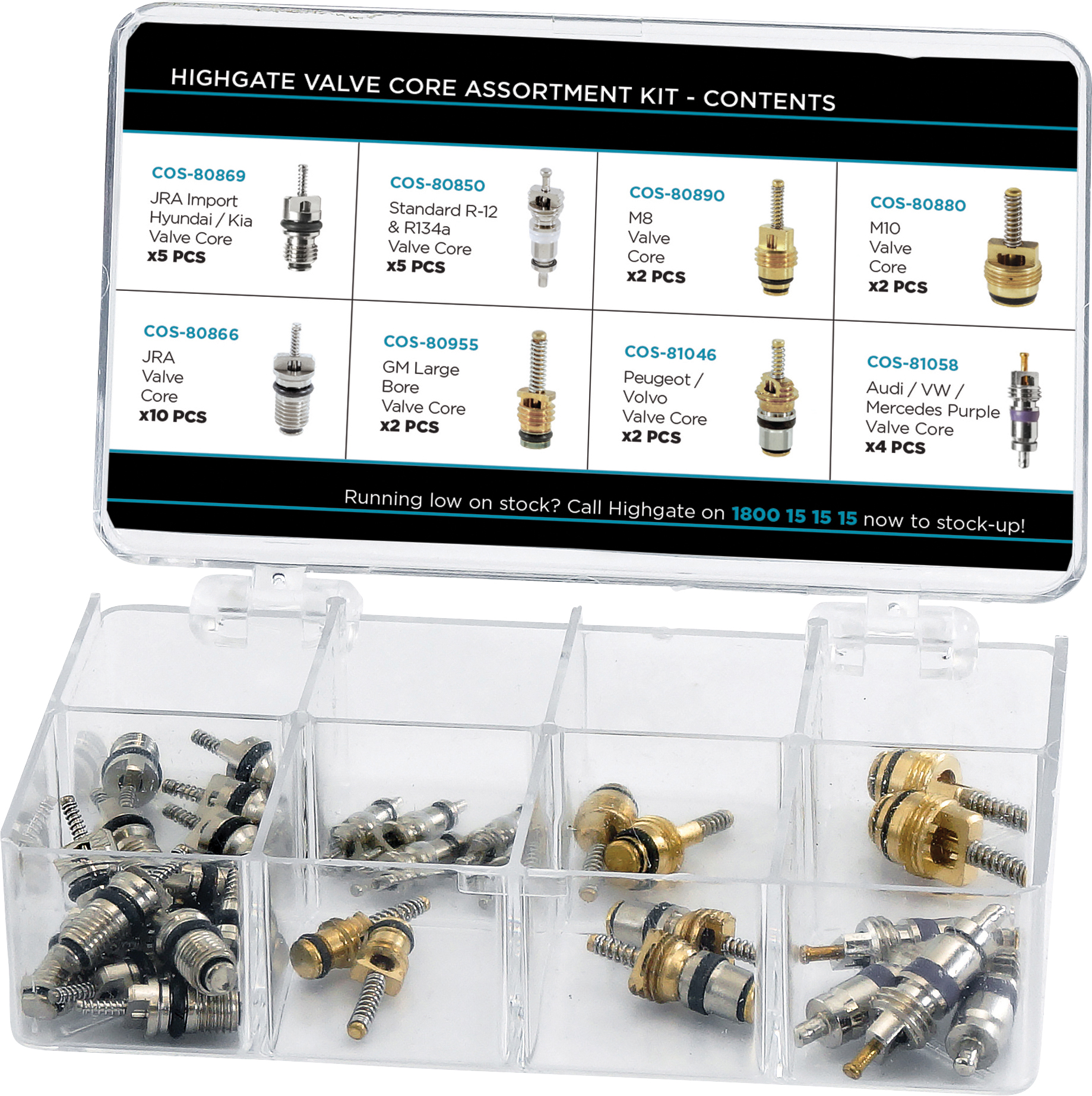 SERVICE KIT, 32 PIECE, VALVE CORE ASSORTMENT