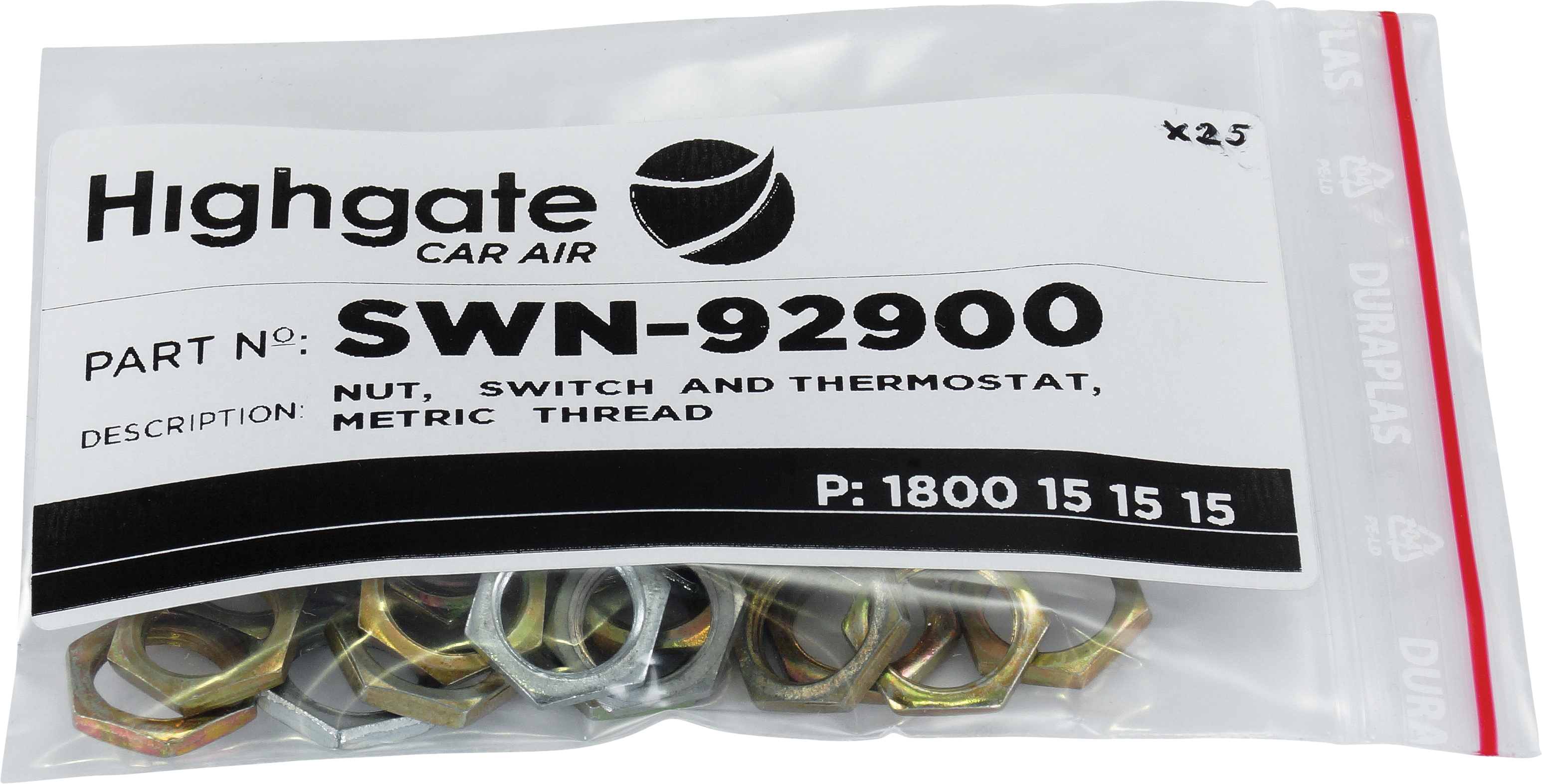 NUT, SWITCH & THERMOSTAT, METRIC THREAD