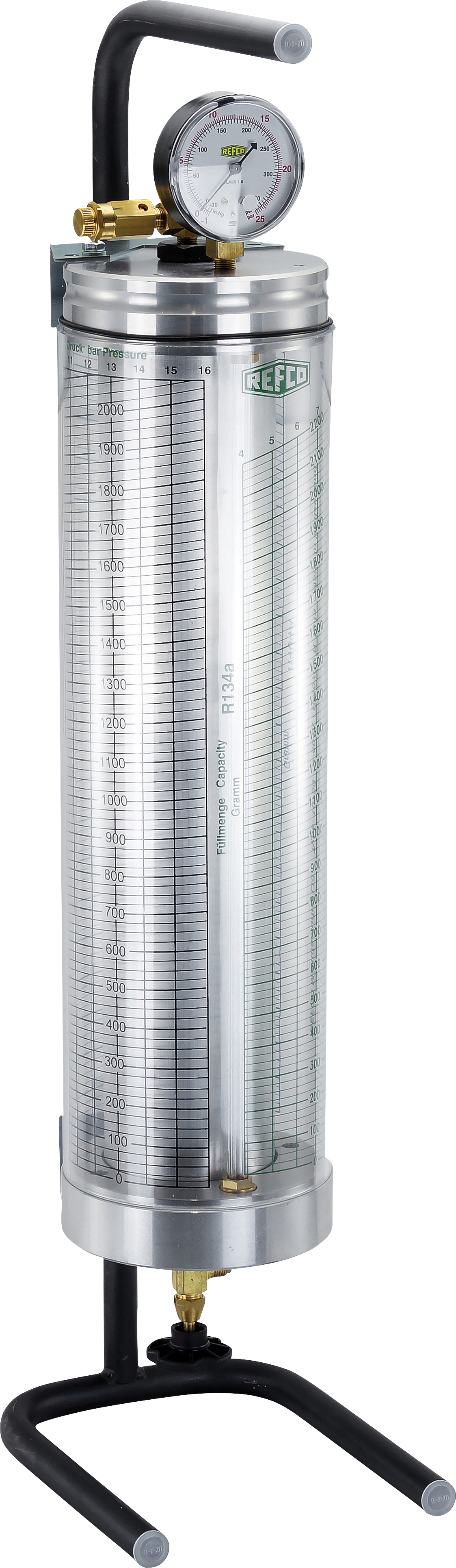CHARGING CYLINDER, REFCO, R134A, R404A, 2000G (4.4 LB), DIAL-A-CHARGE