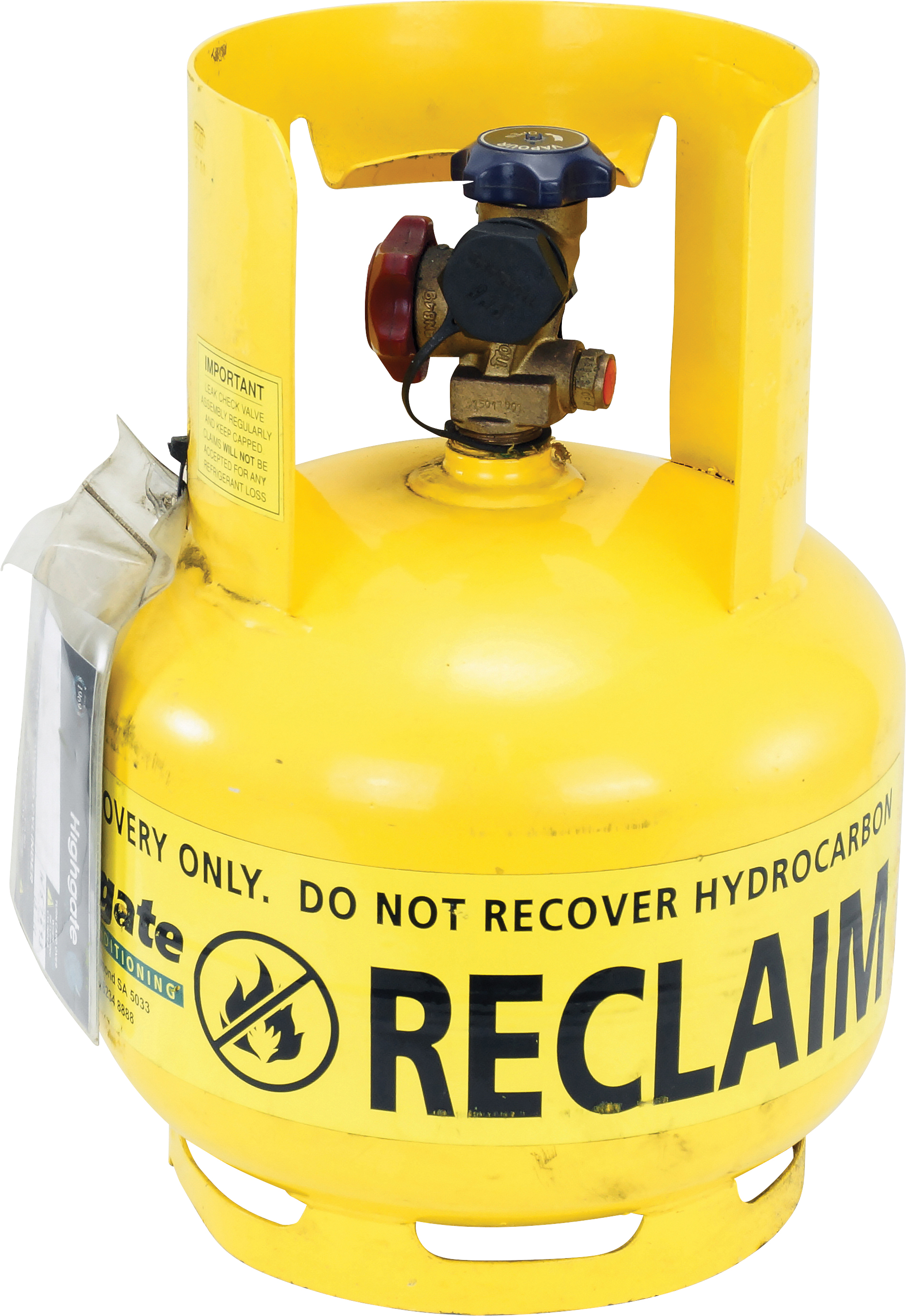 REFRIGERANT CYLINDER, 12KG RECOVERY, TWIN TAP, SINGLE OUTLET, LH THREAD R1234YF