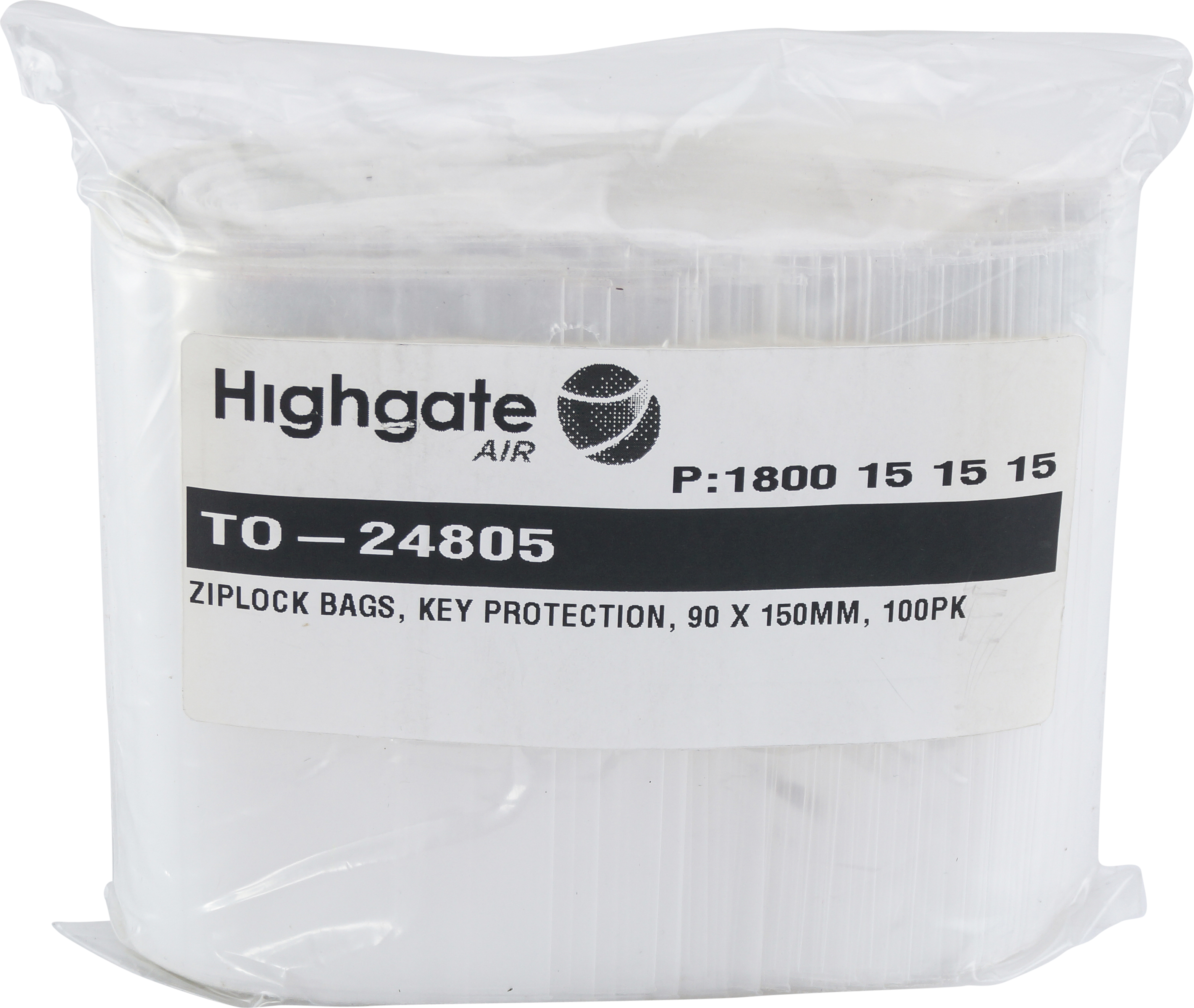 ZIPLOCK BAGS, KEY PROTECTION, 90 X 150MM, 100PK