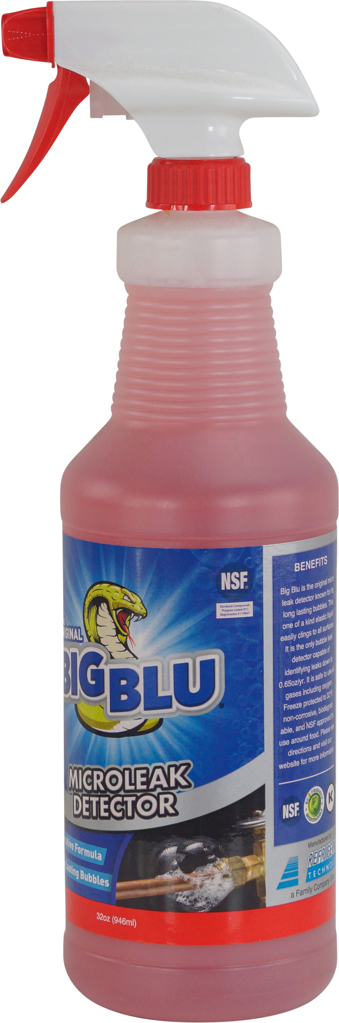 LEAK DETECTION FLUID, BIG BLU, (RED IN COLOUR), R12, R134A, 985ML, SPRAY ON, (SAME AS ORIG BIG BLU V
