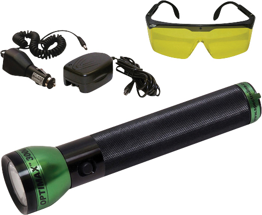LEAK DETECTOR, TRACERLINE, ULTRA-VIOLET (UV) OPTI-PRO 3W LED TORCH, RECHARGEABLE WITH GLASSES