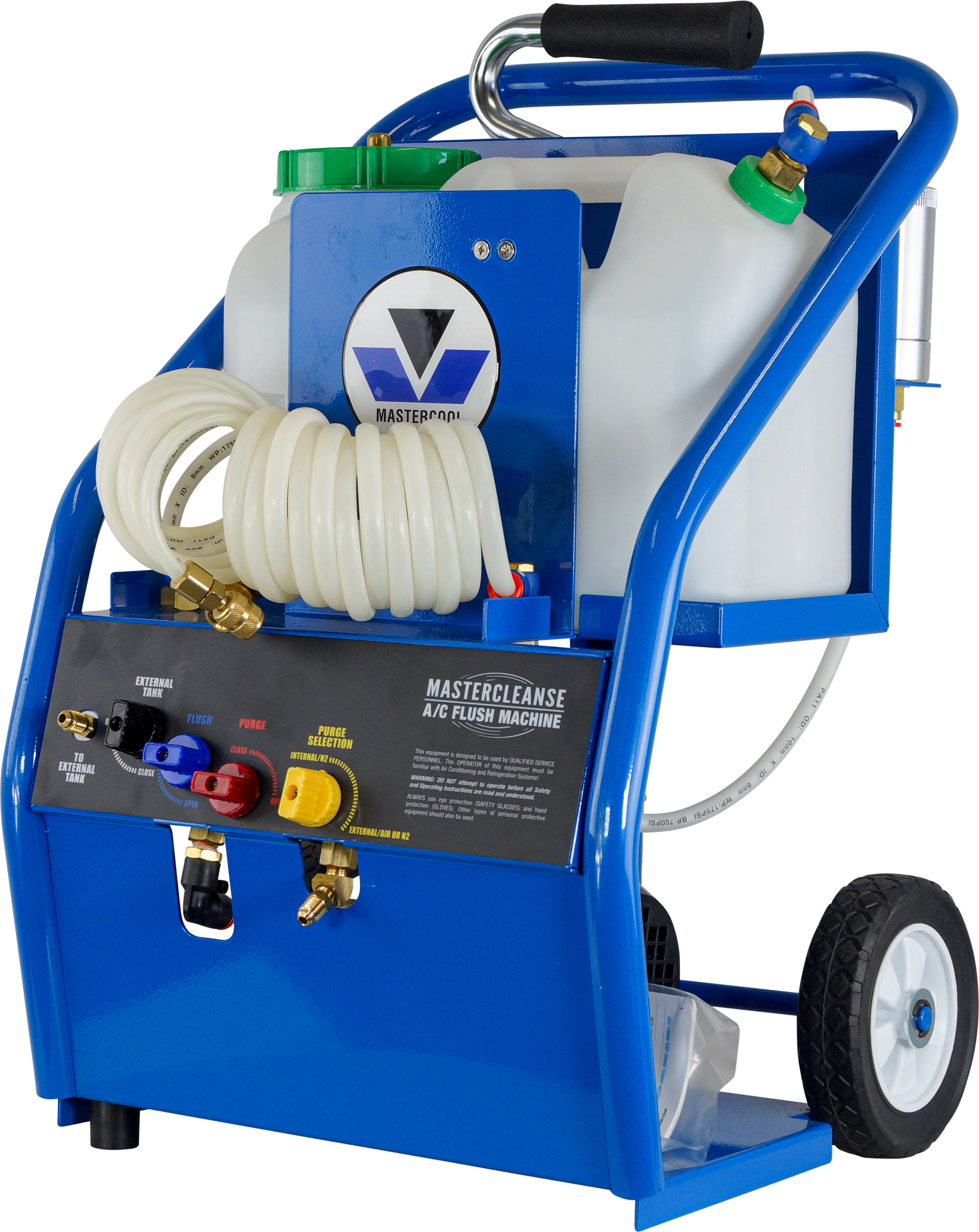 FLUSH MACHINE, MASTERCOOL, ELECTRIC PUMP, 240V, 300W, 10L FLUSH TANK, 3M HOSES, HAND CARRY FOR MOBIL