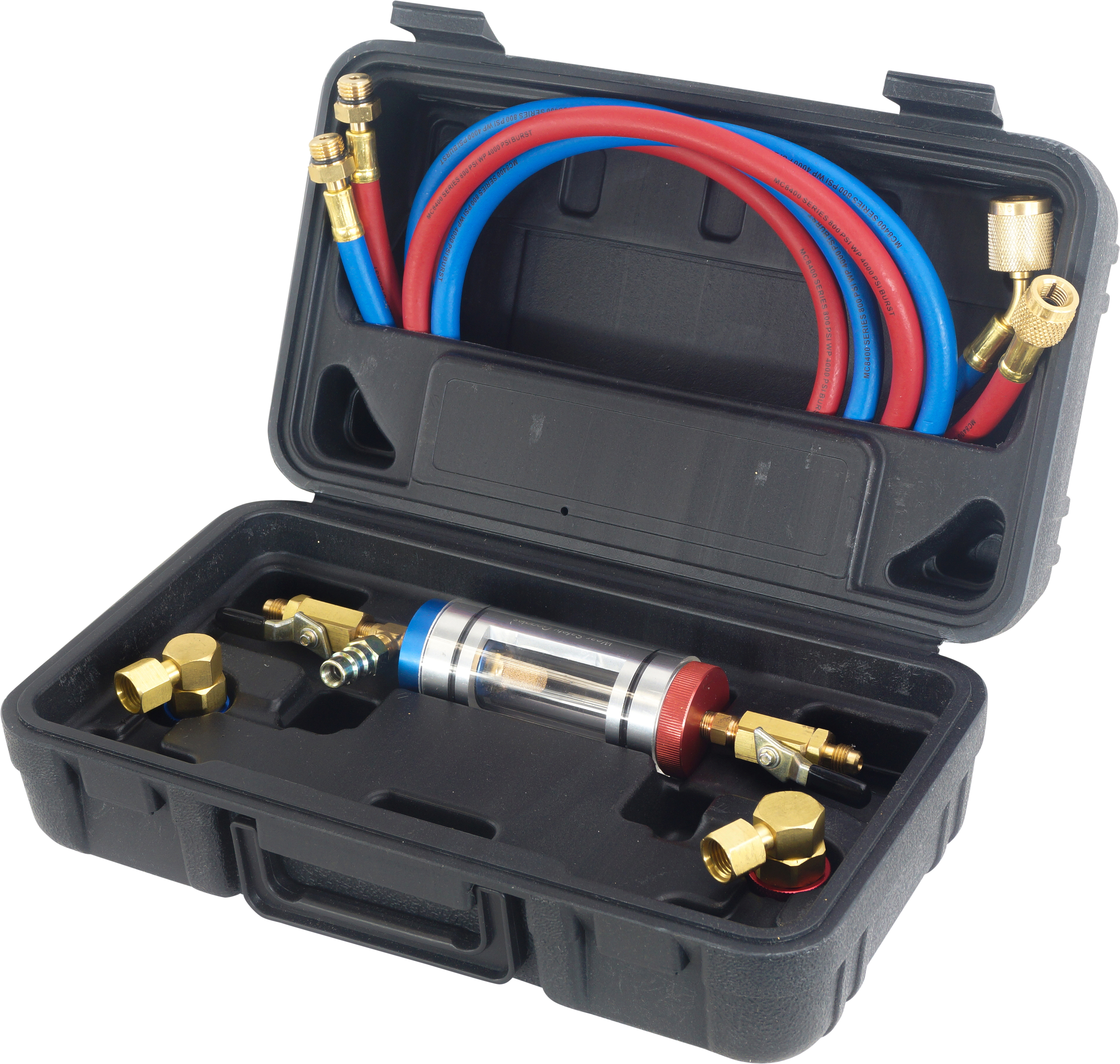 FILTER, SIGHTGLASS, IN-LINE MALE 1/4 FTGS, FOR SYSTEM DIAGNOSIS, KIT WITH HOSES & R134A COUPLERS