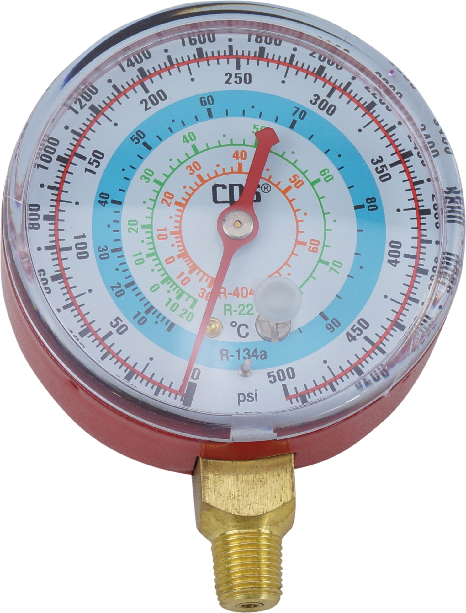 HIGH PRESSURE GAUGE, CPS, R134A KPA/PSI, BELLOWS