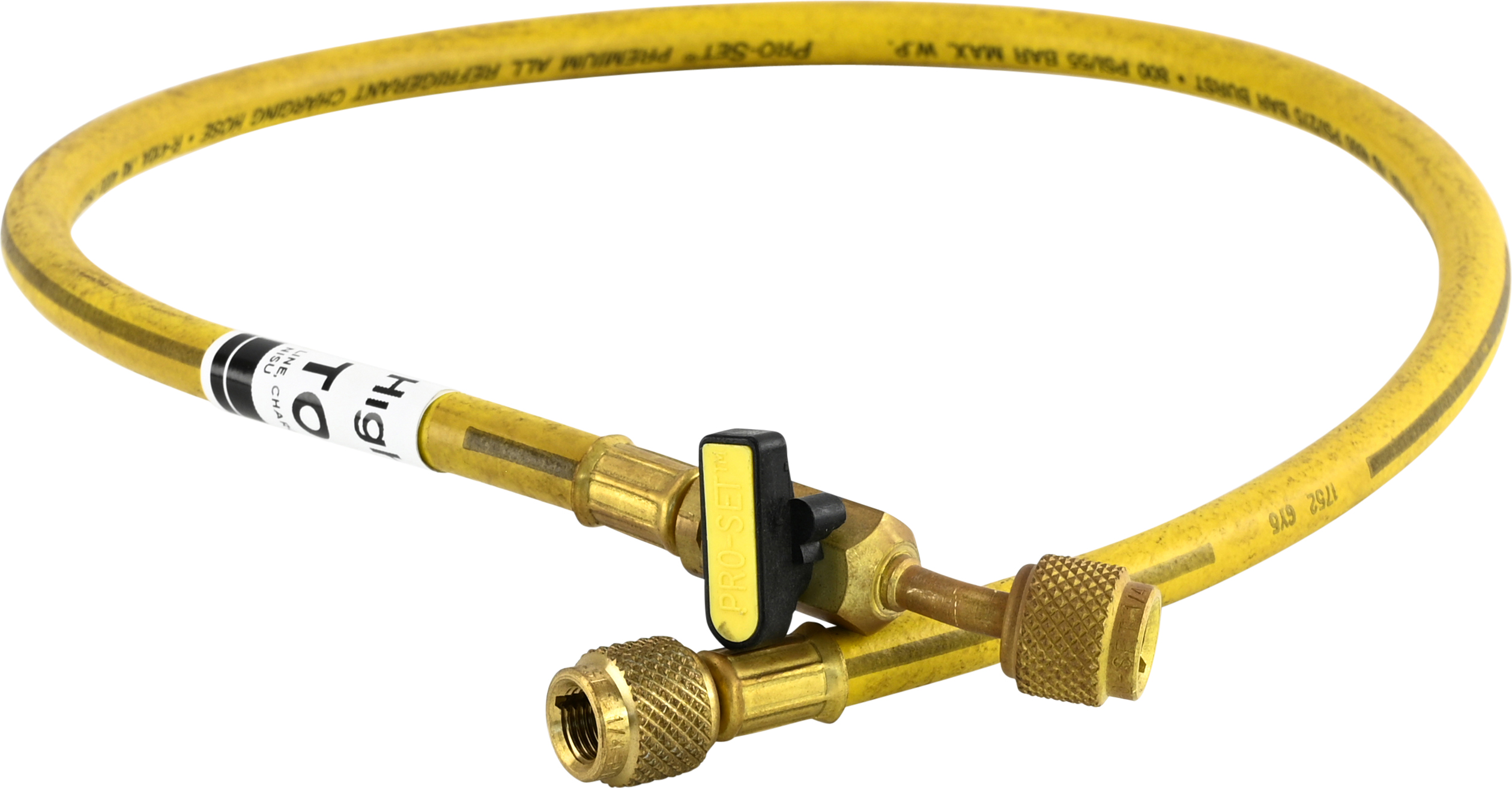 CHARGING HOSE, CPS, R12, R134A, 914MM, BALL VALVE, YELLOW