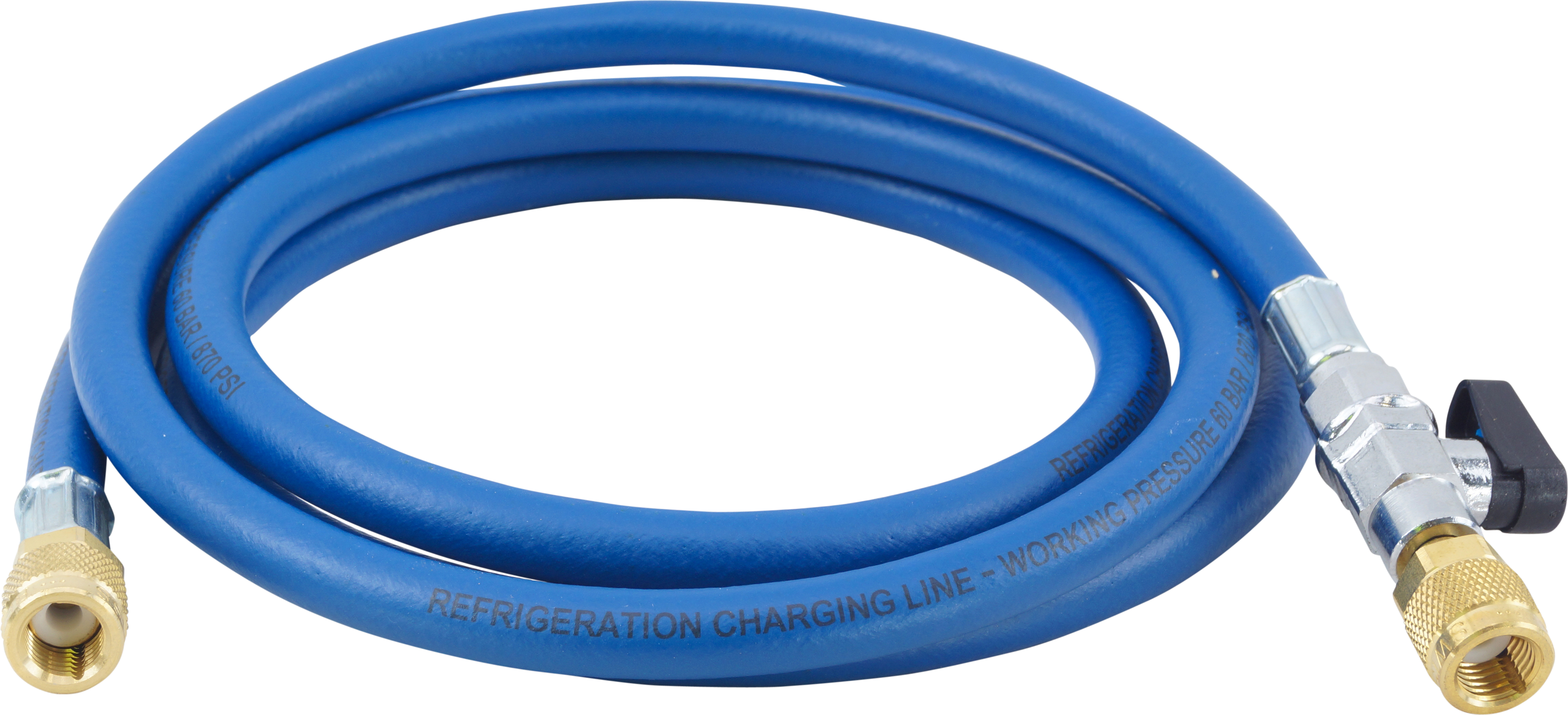 CHARGING HOSE, REFCO, R12, R134A, 1830MM, BALL VALVE, BLUE