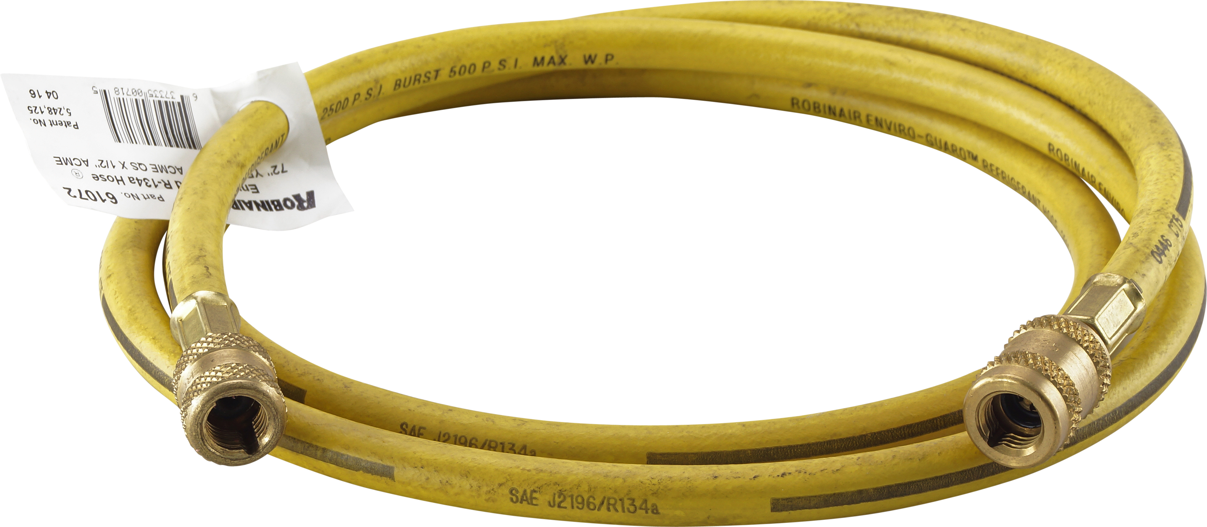 CHARGING HOSE, ROBINAIR, R134A, 1830MM, QUICKSEAL, YELLOW