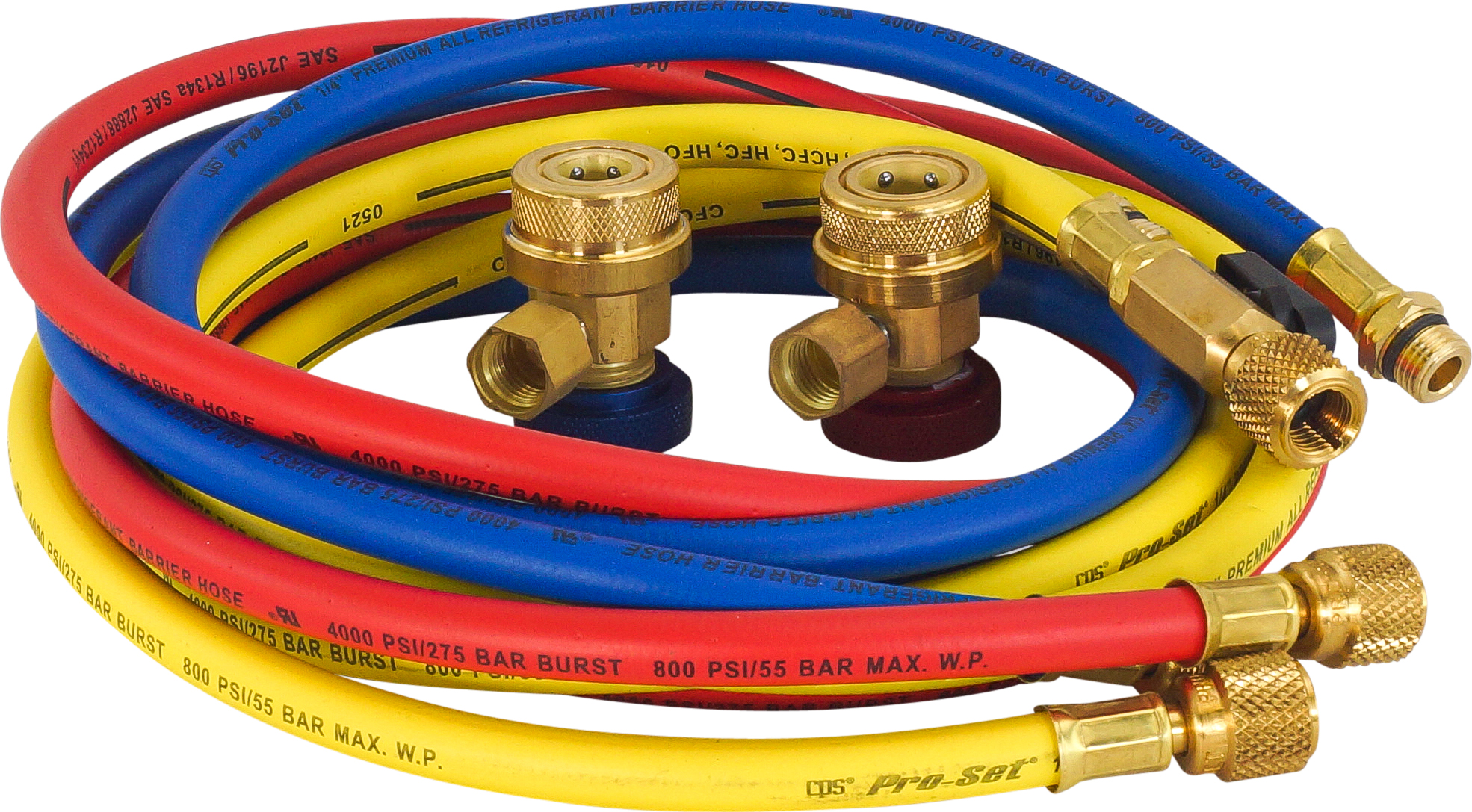 MANIFOLD GAUGE SET, CPS, 1830MM (72 INCH) CHARGING HOSES, FRONT WHEEL, 2-WAY, 1/2 INCH LARGE