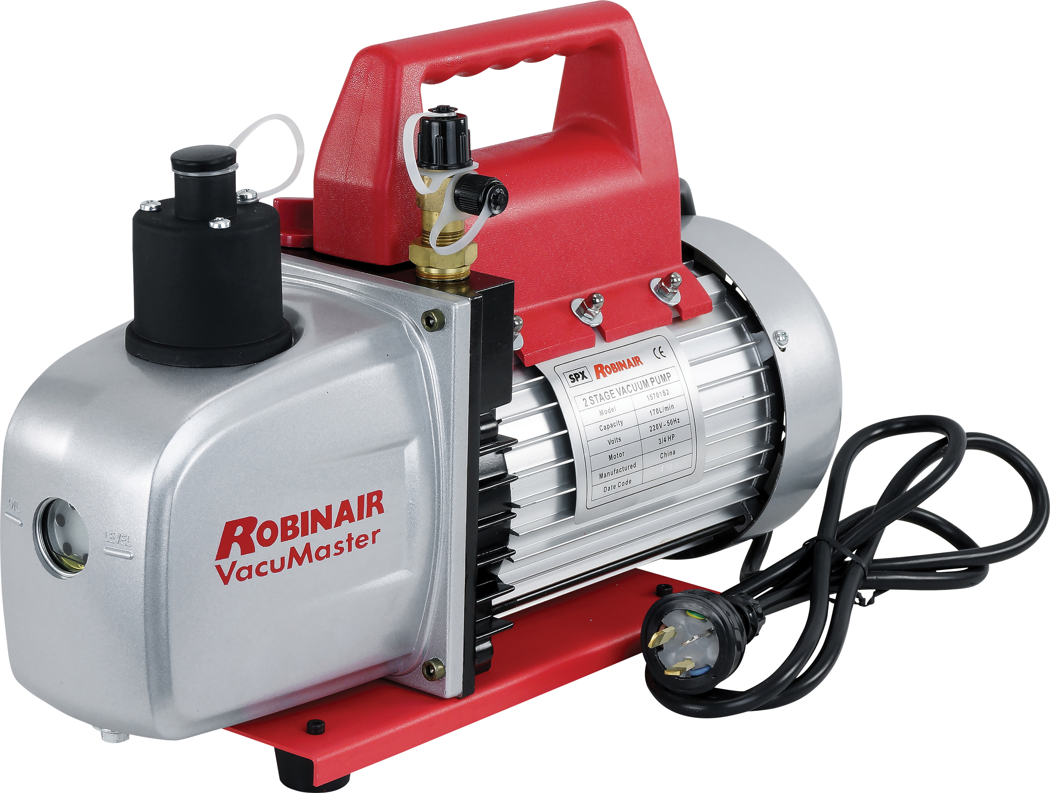 VACUUM PUMP, ROBINAIR, R12, R134A, 180LPM, 6.5CFM, VACUMASTER, 2-STAGE