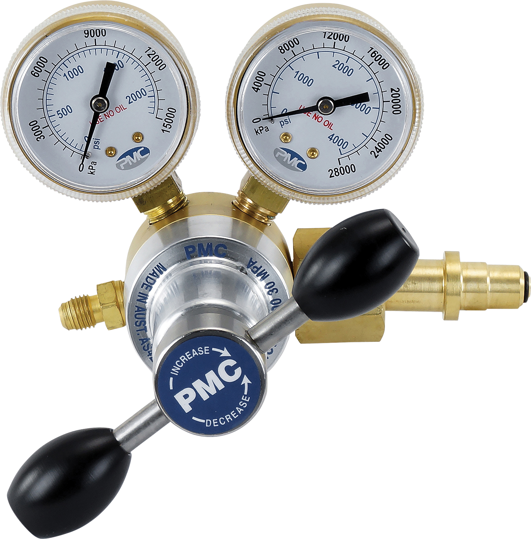 NITROGEN REGULATOR, 10,000 KPA OUTLET (1450 PSI), WITH GAUGES, HIGH PRESSURE, SUITS TYPE 50 CYLINDER