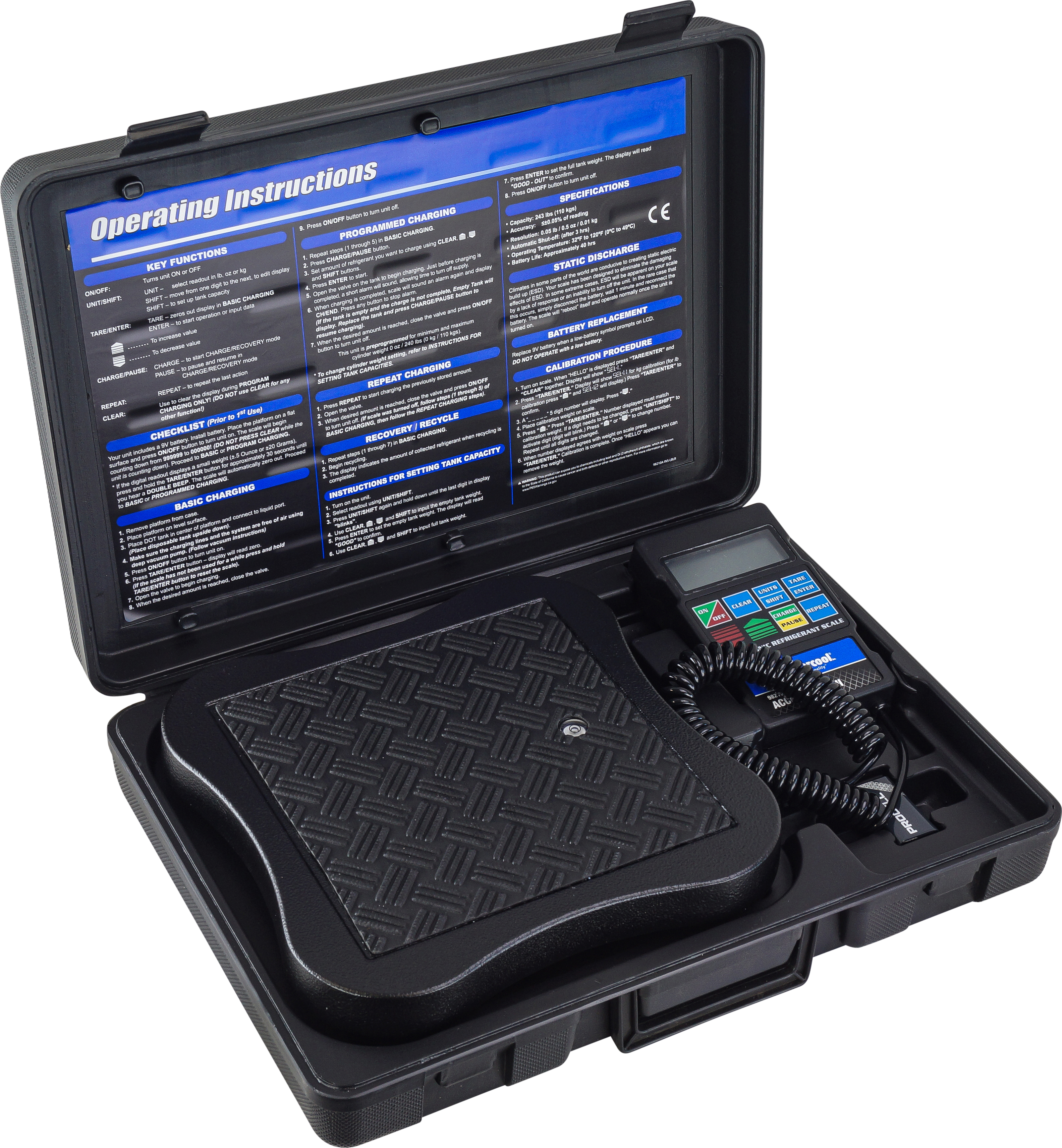 REFRIGERANT WEIGHING SCALES, MASTERCOOL, 110KG, REMOTE READ-OUT