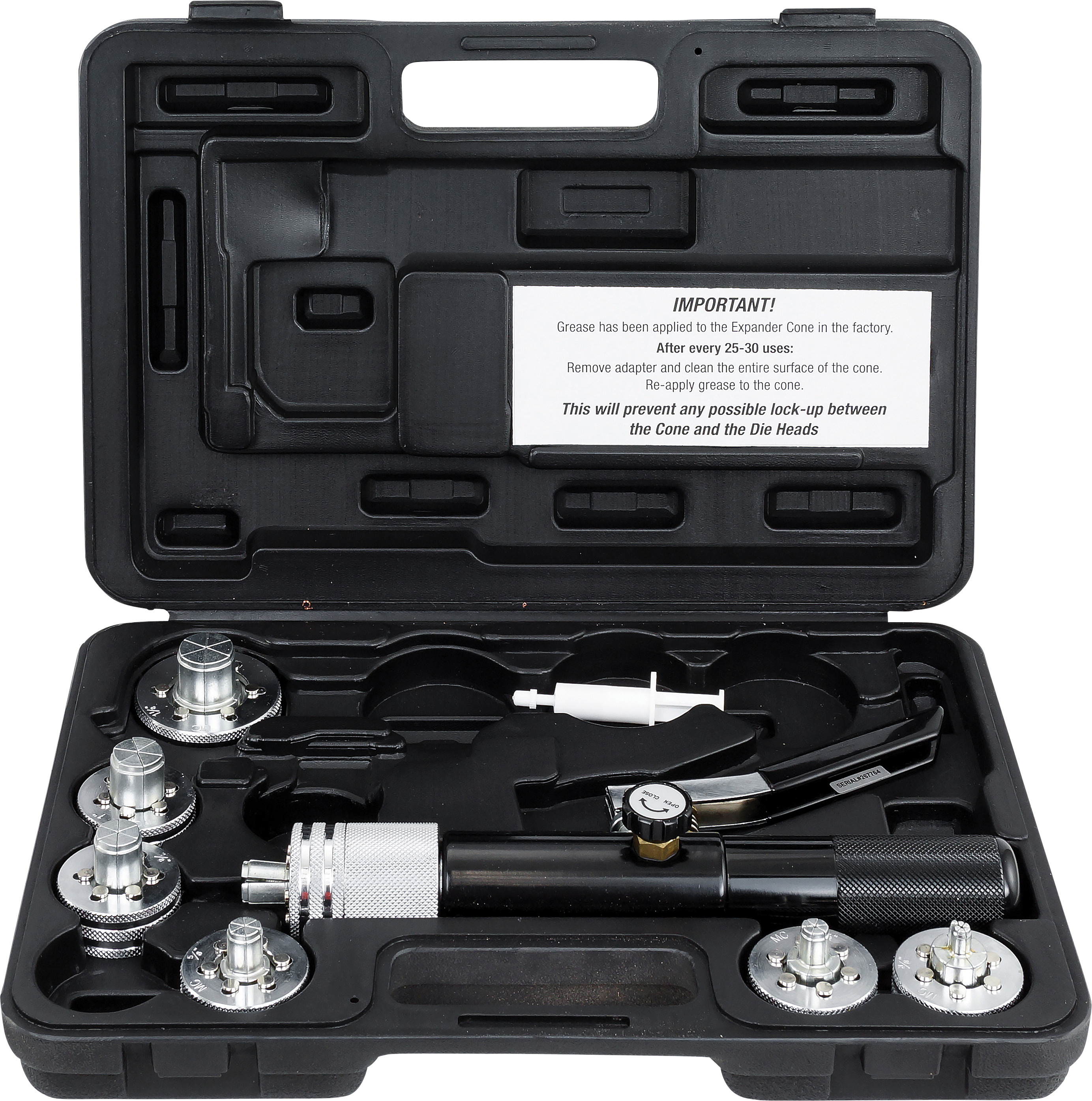 TUBE EXPANDER KIT, MASTERCOOL, HYDRA-SWAGE, 7 HEADS