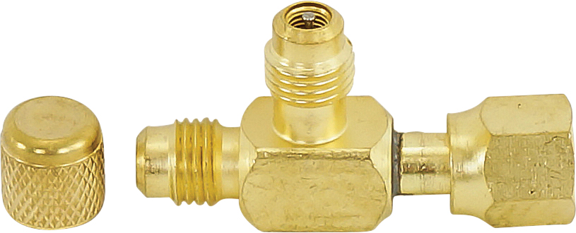 UNION, VACUUM PUMP, TEE, 1/4 INCH FF TO 1/4 MF TO 1/4 MF